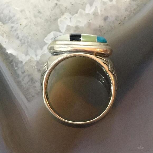 Carolyn Pollack Vintage Sterling Oval Multi-gemstone Inlay Shield Ring For Women - Picture 8 of 10